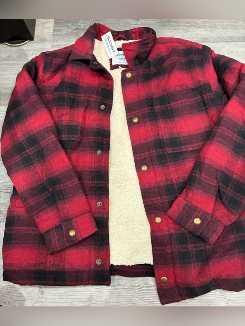 NWT Boys XL Buffalo Plaid Sherpa-Lined Flannel Jacket